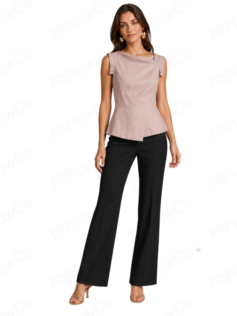 Donna Karan New York XL Blush Pink Asymmetrical Peplum Work Top